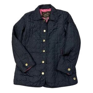 COACH Signature "C" Quilted Logo Snap Front Jacket Coat Women XS